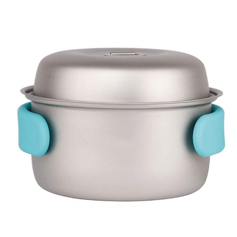 NEWCES Outdoor Pure Titanium Portable Multifunctional Pot Cookware for 2-4 People with Anti-Scald Handle for Backpacking Hiking Picnic Outdoor Pots & Pans