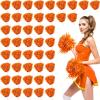 Jerify 60 Pcs Orange Cheerleading Pom Poms Bulk Metallic Foil Cheer Squad Spirited Pompoms with Baton Handle Plastic Cheering Pompom for Sports Football Basketball Cheering Team Spirit Dance Party