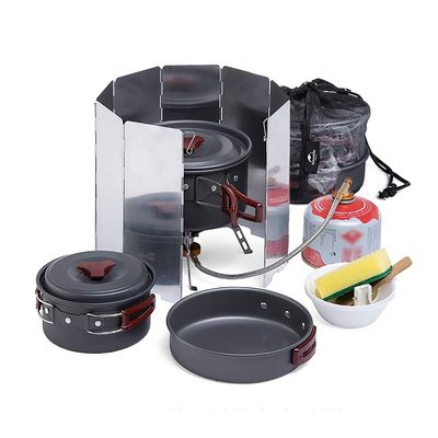 NEWCES Portable Lightweight Cooking Set Aluminum Camping Pans Pots for 2-3 People Outdoor Camping Hiking Backpacking Picnic Pots & Pans