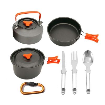 NEWCES Camping Cookware Pan Hiking Outdoor Cooking Picnic Bowl Spoon Carabiner Set Portable Non Stick Pot for Hiking Backpacking Pots & Pans