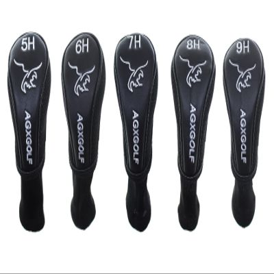 AGXGOLF Long Neck Head Covers for #5, 6, 7, 8 & 9 Hybrid Irons : Fits Left or Right Hand All Brands. Black w/White Embroidery; Keep Your Golf Clubs Safe