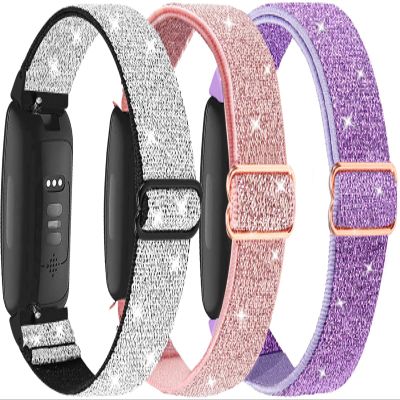 3-Pack Elastic Nylon Bands Compatible with Fitbit Inspire 3/Inspire 2/Inspire HR/Inspire, Breathable Adjustable Replacement Stretchy Nylon Loop Wristband Sport Strap for Women Men, 307