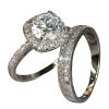 AIMAOMI 2pcs Women Engagement Ring Set Cubic Zirconia Bridal Wedding Band Square Cut Simulated Diamond Ring (A-Silver, 7) view 1