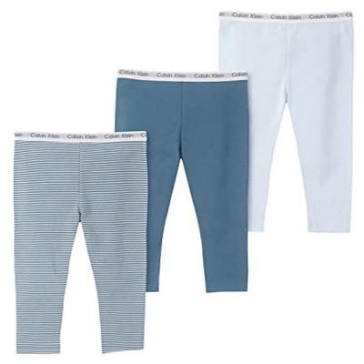 Calvin Klein Organic Baby Boys Essentials 3-Pack Cotton Pants, Everyday Casual Wear, Ultra-Soft & Comfortable Fit, Baby Blue/Coronet Blue