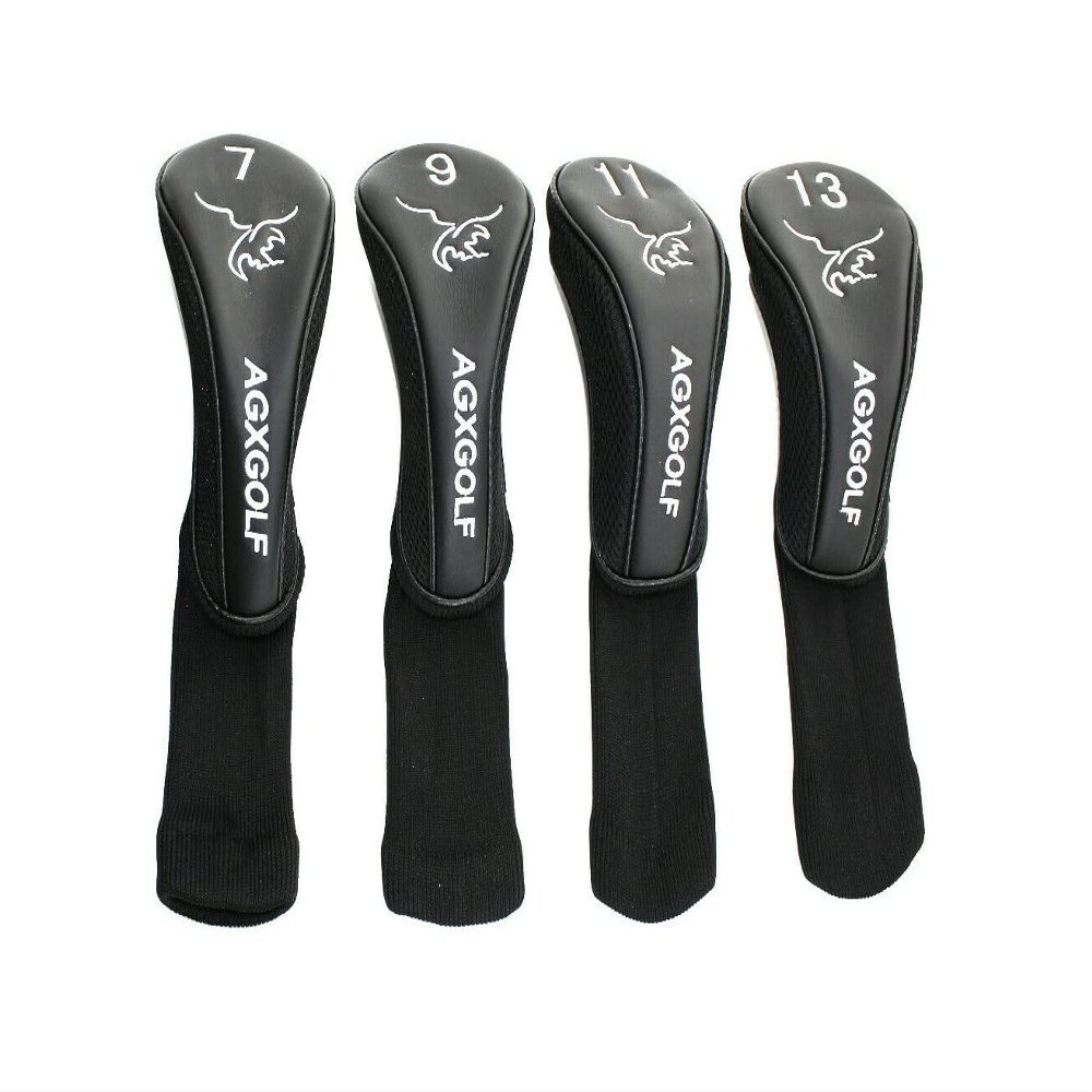 AGXGOLF Long Neck Head Covers for 7, 9, 11 & 13 Fairway Woods : Fits Left or Right Hand All Brands. Black w/White Embroidery; Keep Your Golf Clubs Safe