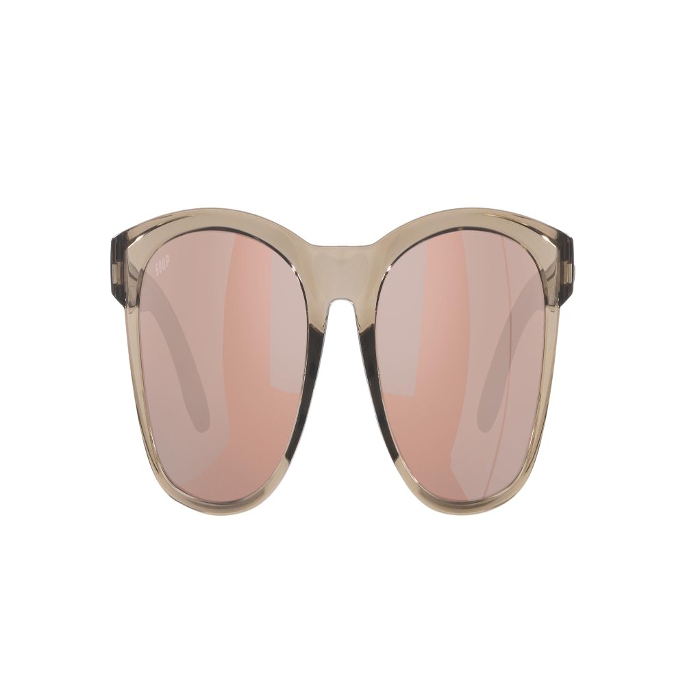 Costa Del Mar Womens Aleta Round Sunglasses, Taupe Crystal/Copper Silver Mirrored Polarized 580P, 54 mm