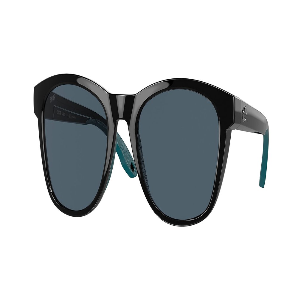 Costa Del Mar Womens Aleta Round Sunglasses, Black/Grey Polarized 580P, 54 mm