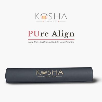 Kosha Yoga PUre Align Premium Big Yoga Mat | 76in x 27in | 4.5mm thick (Charcoal)