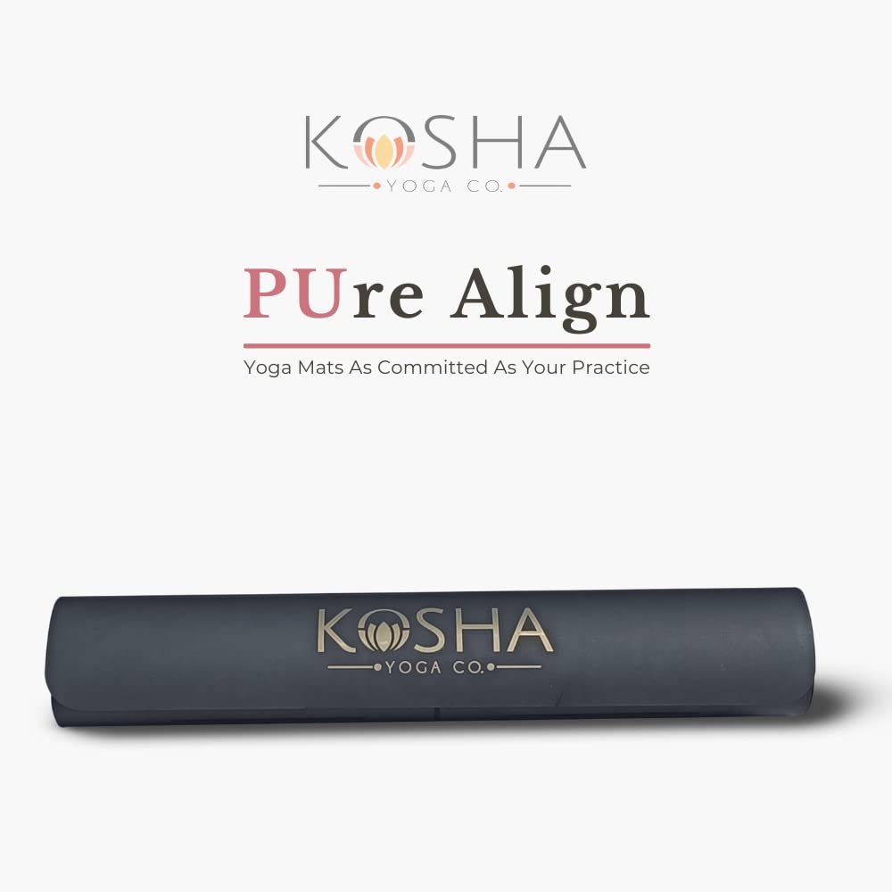 Kosha Yoga PUre Align Premium Big Yoga Mat | 76in x 27in | 4.5mm thick (Charcoal)