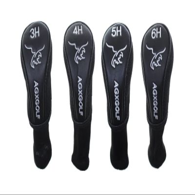 AGXGOLF Long Neck Head Covers for #3, 4, 5 & 6 Hybrid Irons : Fits Left or Right Hand All Brands. Black w/White Embroidery; Keep Your Golf Clubs Safe