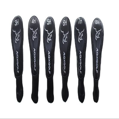 AGXGOLF Long Neck Head Covers for #3, 4, 5, 6, 7 & 8 Hybrid Irons : Fits Left or Right Hand All Brands. Black w/White Embroidery; Keep Your Golf Clubs Safe