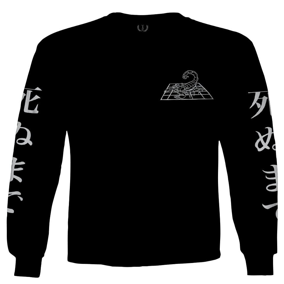 0552. Traditional Japanese Scorpion dope Graphic Till Death Society Anime Men's Long Sleeve t Shirt (Black, Large)