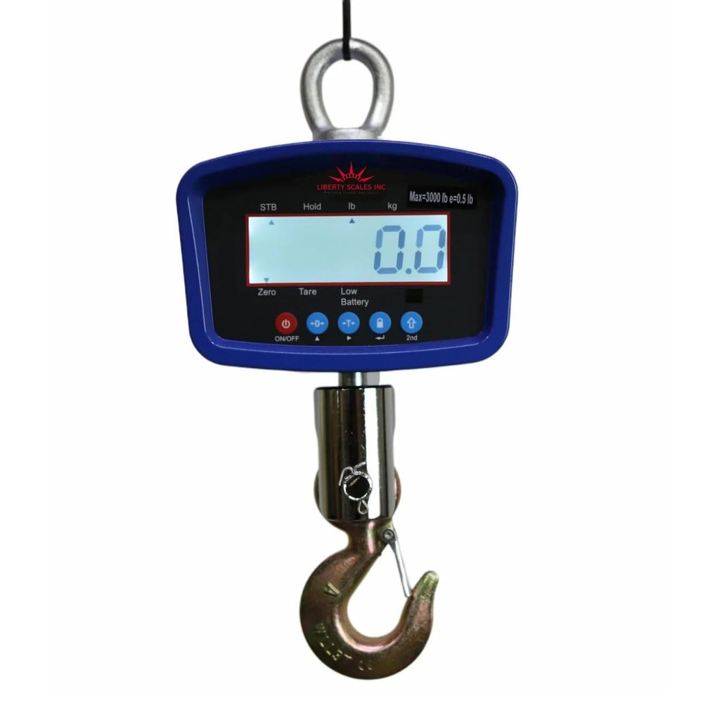 Liberty LS-924 Medium General Purpose Crane Scale for Luggage Weight Suitcase Hunting Farm Bike Bow Fish Weight Fishing Scale, Digital Hanging Scale (LCD Display) (1500 lb x 0.5 lb)