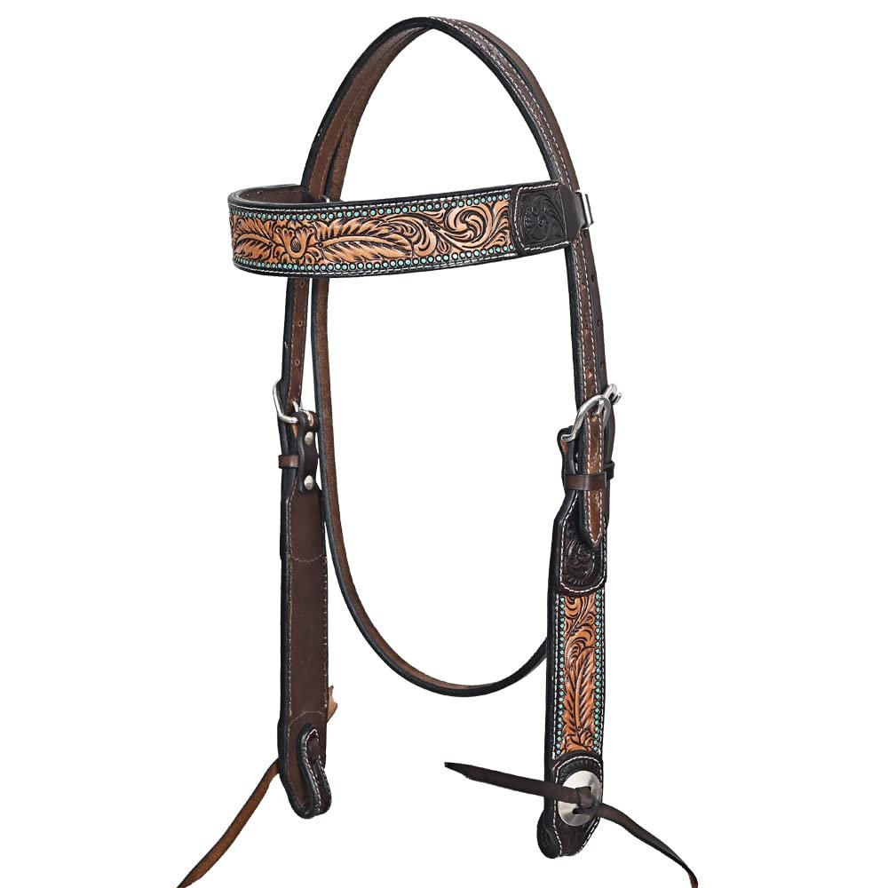 HILASON Western Horse Headstall American Leather Brown | for Horses