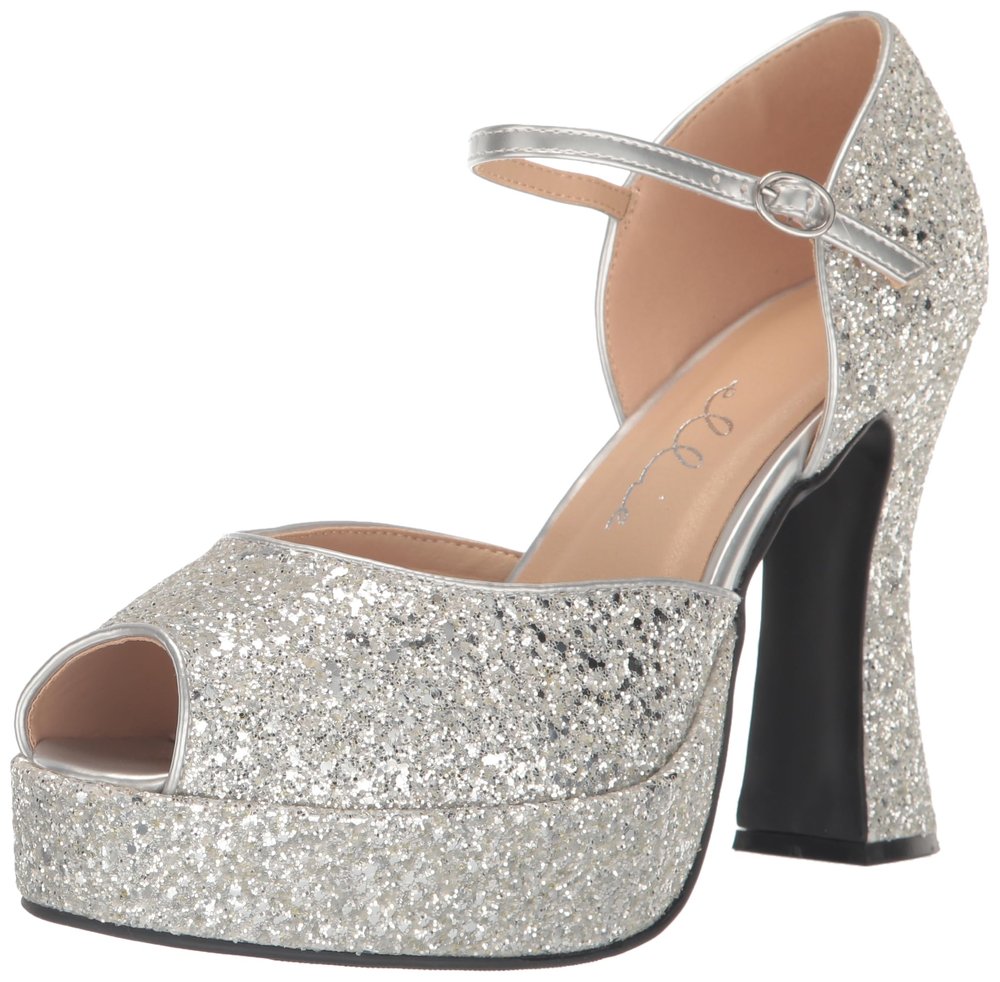 Ellie Shoes Women's 5" Heel Silver Open Toe Shoe with Ankle Strap Costume Footwear, 9