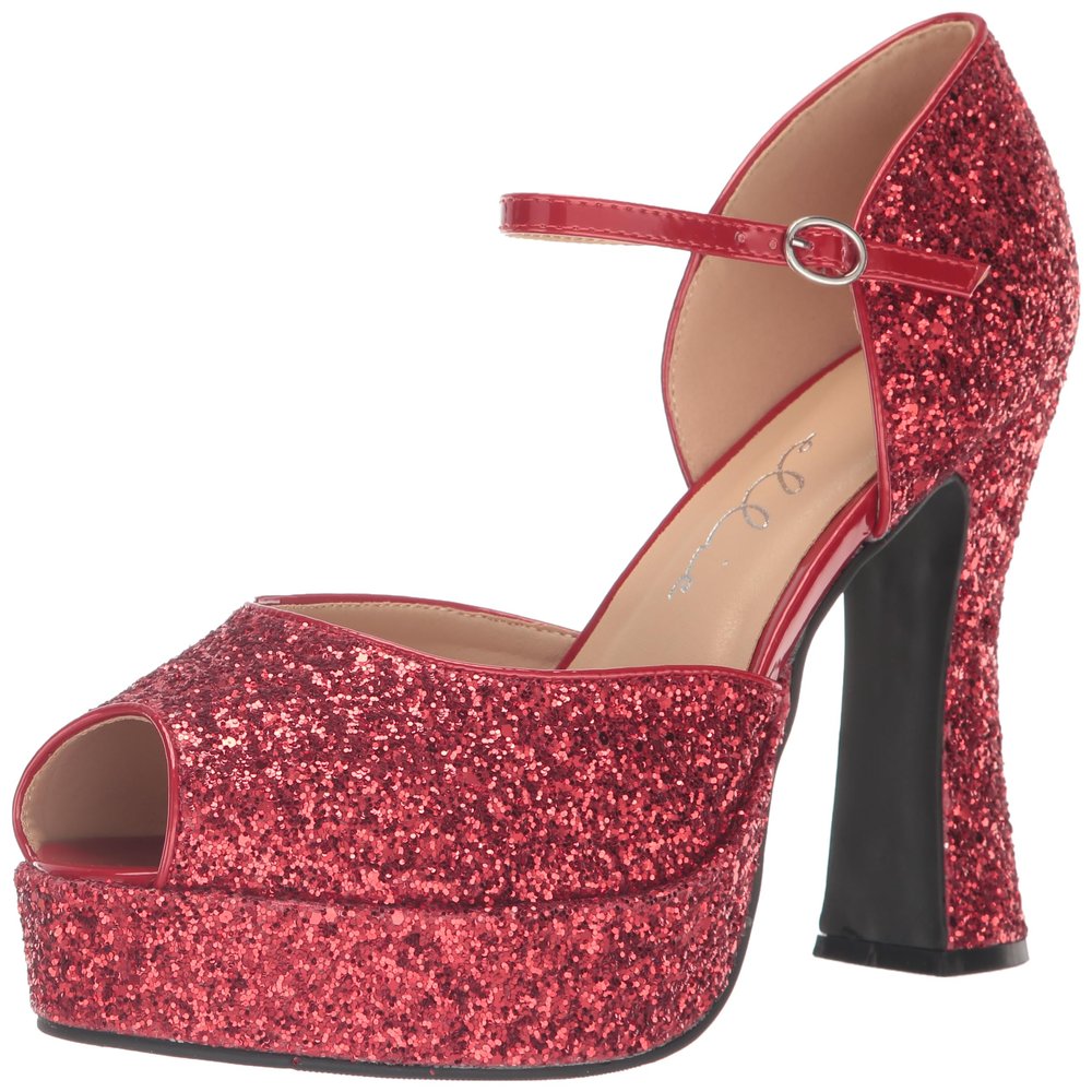 Ellie Shoes Women's 5" Heel Red Open Toe Shoe with Ankle Strap Costume Footwear, 8