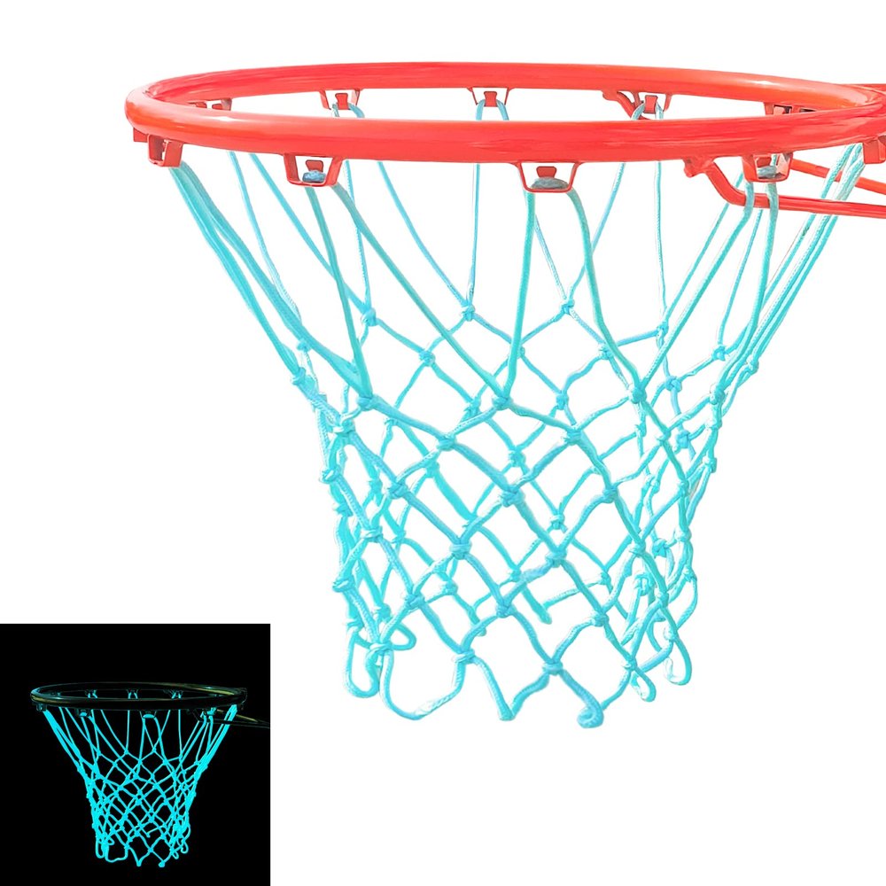 2pcs Nightlight Basketball Net,Basketball Net Replacement, Pink Glow in the Dark Basketball Net,Basketball Accessories,Standard Size 12 Loops for Indoor and Outdoor Replacement Net. (Blue)