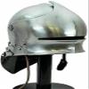 Medieval Knight German Sallet Helmet European Close Knight Armor SCA LARP Armour Silver, Regular with Wooden Stand view 1