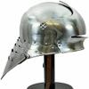 Medieval Knight German Sallet Helmet European Close Knight Armor SCA LARP Armour Silver, Regular with Wooden Stand view 3