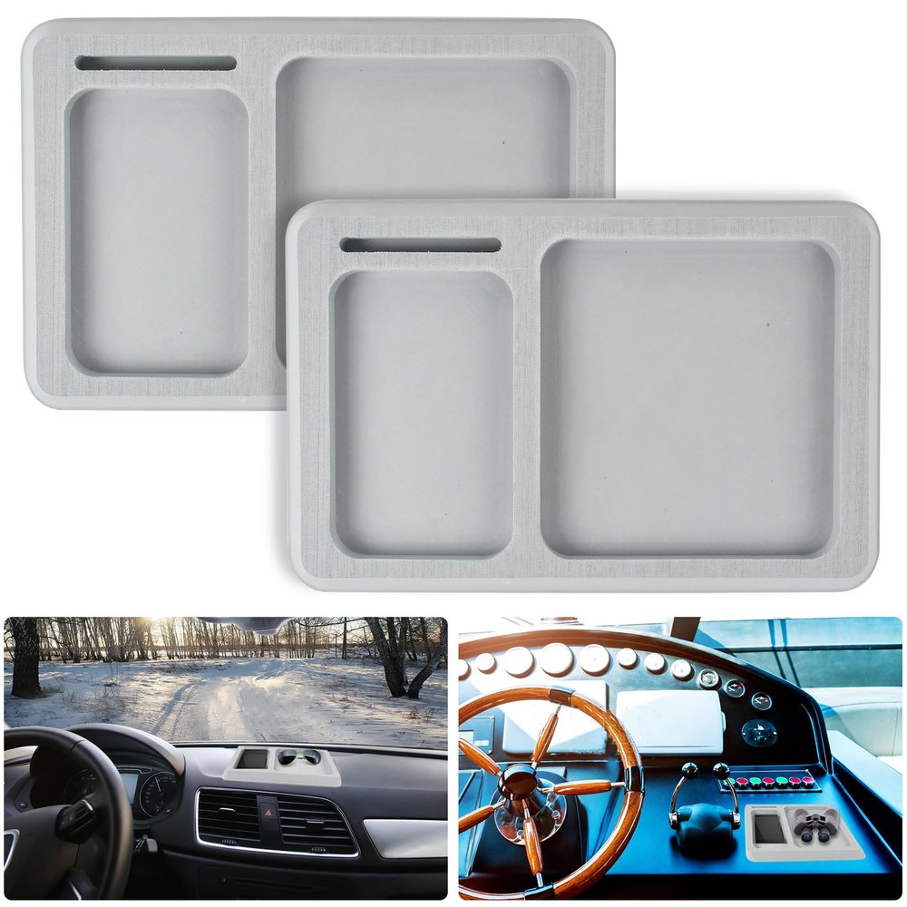 2 Pcs Boat Dash Pad,Multi-compartment Design Boat Dash Pad Foam,EVA Foam Boat Dashboard Organizer Accessory Holder for Fishing Boats, Kayaks, Car Dashboards,1510in,Grey