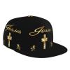 Jesus Christian Faith Cross Gold Flat Bill Brim Four-Sided Printing Baseball Cap Cool Hip Hop Trucker Hat Men Women Adjustable Baseball Caps view 1