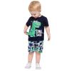 Moonker Baby Toddler Boys Summer Clothes Outfits 1-6 Years Old Kids Short Sleeve Dinosaur Cartoon Tees Shirt Print Shorts Sets Black view 3