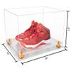 Better Display Cases Acrylic Extra Large Shoe Display Case for Basketball Shoe, Hightop, Soccer & Football Cleats with Clear Case, Orange Risers and Clear Base 18" x 14" x 12" (A014/V60) view 2