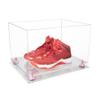 Better Display Cases Acrylic Extra Large Shoe Display Case for Basketball Shoe, Hightop, Soccer & Football Cleats with Clear Case, Pink Risers and Clear Base 18" x 14" x 12" (A014/V60) view 1