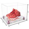 Better Display Cases Acrylic Extra Large Shoe Display Case for Basketball Shoe, Hightop, Soccer & Football Cleats with Clear Case, Purple Risers and Clear Base 18" x 14" x 12" (A014/V60) view 2