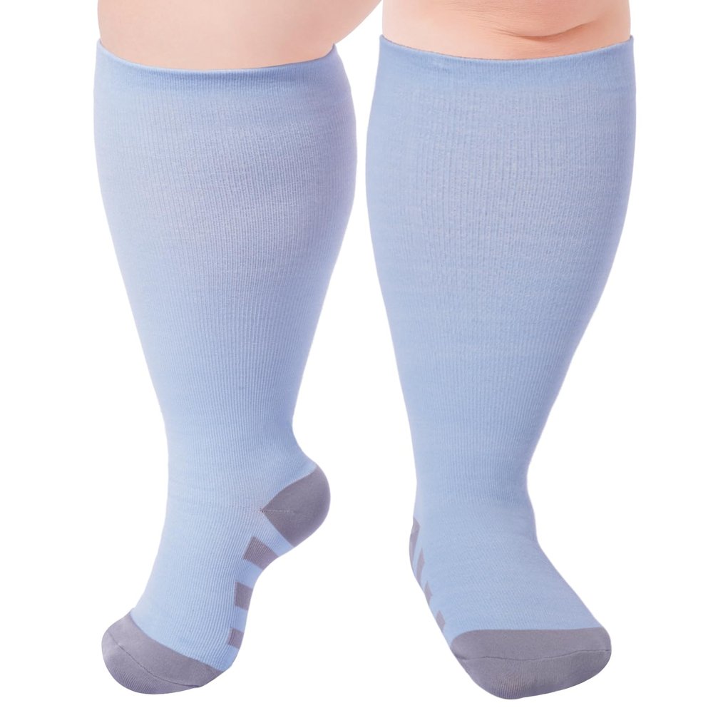 Ancrina Plus Size Compression Socks for Women & Men Wide Calf 15-20 mmhg Knee High Support Socks for Running