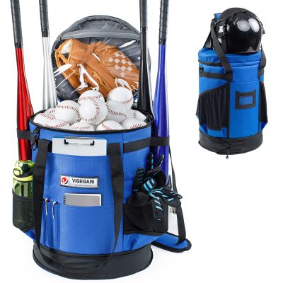 VIGERARI Baseball Bucket Bag- Coach Bag-Expandable Softball Bucket Organizer with Padded Seat-Coach Gifts-Training Equipment, Baseball Gear, Accessories