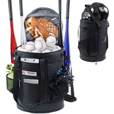 VIGERARI Baseball Bucket Bag- Coach Bag-Expandable Softball Bucket Organizer with Padded Seat-Coach Gifts-Training Equipment, Baseball Gear, Accessories