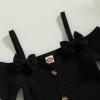 Infant Baby Girls' Clothes Sets Solid Color Button Top Rolled Hem Shorts Playwear Summer Outfit view 4