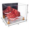 Better Display Cases Acrylic Extra Large Shoe Display Case for Basketball Shoe, Hightop, Soccer & Football Cleats with Mirror Case, Orange Risers and Clear Base 18" x 14" x 12" (A014/V60) view 2