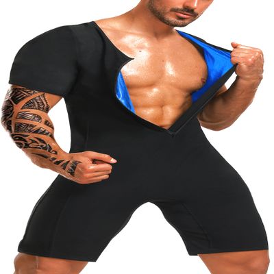 DYUAI Sauna Suits for Men Sauna Sweat Shirt Heat Trapping Vest Full Sauna Shorts Workout Top with Shorts Exercise Fitness(BH7009-01-M)