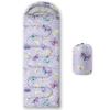 QOOMO Butterfly Printed Camping Sleeping Bags,3 Season Warm & Cool Weather,Lightweight,Waterproof Sleeping Bags for Adults Kids Girls,Traveling,and Outdoors,Camping Gear Equipment,31x90inch view 1