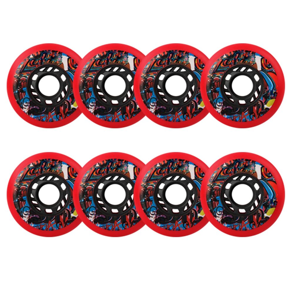 JHKJ 90A Hardness Inline Skate Wheel 76mm 80mm Polyurethane Replacement Wheel Premium Replacement Wheels 8 Pack Suitable for Everyday Training and Leisure,Red,80mm