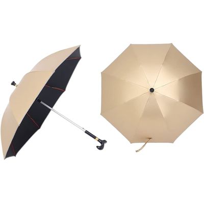 ZCBYBT 2 in 1 Walking Stick Umbrella Lightweight Sunshade Umbrella Windproof UV Protection Outdoor Non-slip Walking Sticks for Hiking and Camping,Gold