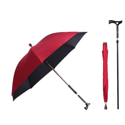 ZCBYBT Walking Stick Umbrella Tourism Multifunction Crutch Umbrella Old Man Non-slip Walking Stick for Men Women Gift,Red