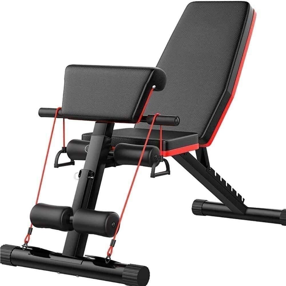 FSunKoFu Adjustable Weight Bench Training Fitness Gym Bench Adjustable Weight Bench Folding Exercise Bench Abdominal Bench Flat Weight Bench with Fly Weights Print Fitness