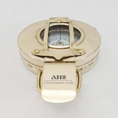 A HALLOWEEN STORE Solid Brass Nautical Military Compass Pocket Shiny Navigation Tool British Prismatic Compass