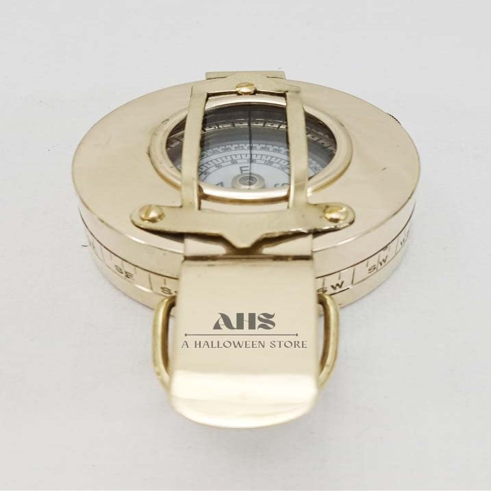 A HALLOWEEN STORE Solid Brass Nautical Military Compass Pocket Shiny Navigation Tool British Prismatic Compass