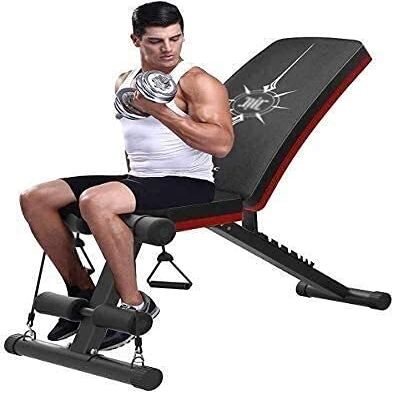 FSunKoFu Adjustable Weight Bench Training Fitness Gym Bench Adjustable Weight Bench Pressboard Supine Table Abdominals Fitness Equipment Abdominal Table for Home Multifunctional Folding Bench