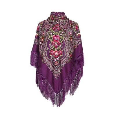 AUDME Oversized Women's Scarf Shawl Wrap Russian Babushka Traditional Retro Ukraine Style Printed tassels Square Scarfs51inx51in
