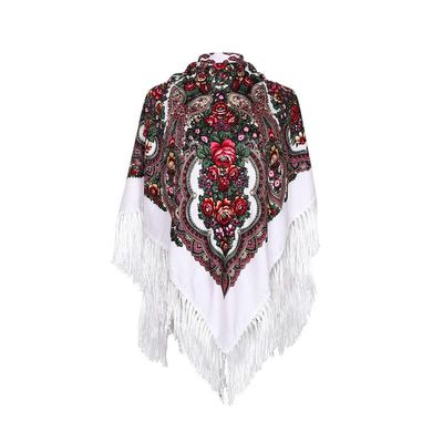 AUDME Oversized Women's Scarf Shawl Wrap Russian Babushka Traditional Retro Ukraine Style Printed tassels Square Scarfs51inx51in