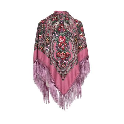 AUDME Oversized Women's Scarf Shawl Wrap Russian Babushka Traditional Retro Ukraine Style Printed tassels Square Scarfs51inx51in