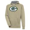 Antigua Men's Khaki Green Bay Packers Primary Logo Victory Pullover Hoodie view 1