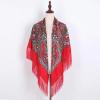 AUDME Oversized Women's Scarf Shawl Wrap Russian Babushka Traditional Retro Ukraine Style Printed tassels Square Scarfs51inx51in view 4