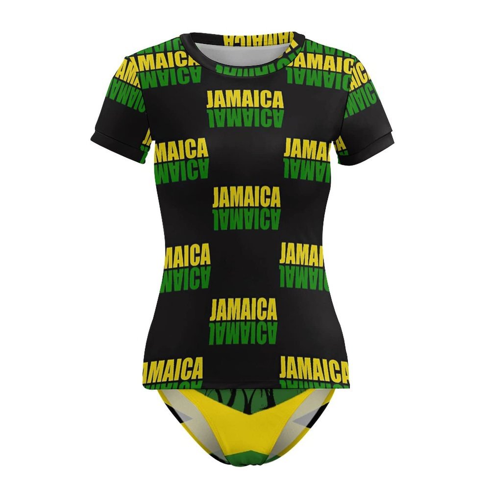 Adugen Origei Jamaica Flag Women's One-Piece Swimsuit Triangle Bathing Swimsuit Beach Party XL