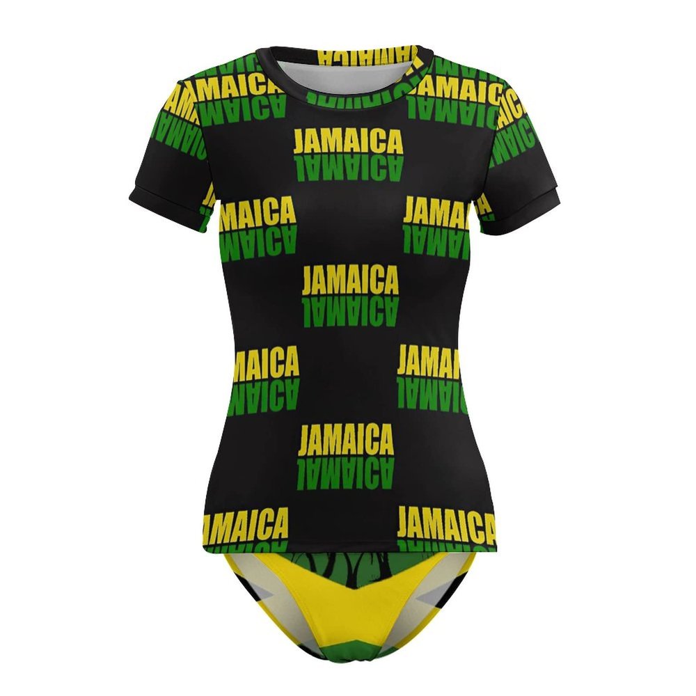 Adugen Origei Jamaica Flag Women's One-Piece Swimsuit Triangle Bathing Swimsuit Beach Party M